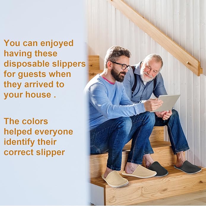 Geyoga 12 Pair House Slipper for Guest Non Slip Disposable Slipper for Travel Washable Reusable Closed Toe Hotel Bridesmaid Indoor Spa Wedding Party Shoeless Home
