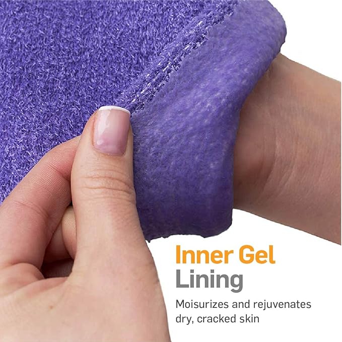 NatraCure Moisturizing Gel Booties and Gloves Set - (for Dry Skin, Dry Hands, feet, Cracked Heels, cuticles, Rough Skin, Dead Skin, use with Your Favorite lotions) - 155/175-LAV/RET - Color: Lavender