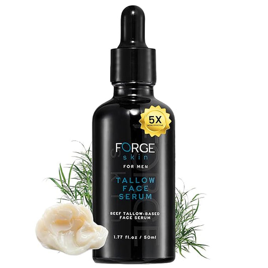 Original Forge Skin Men's Anti-Wrinkle Night Beef Tallow for Face Skin Care - 50ML | Green Tea Face Serum Brightening Serum Skincare For Men | Pore Minimizing Beef Tallow for Skin Glow and Hydration