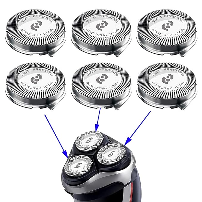 New Upgrade HQ8 Replacement Heads Compatible With Philips Norelco Aquatec Shavers, Razor Blades For PT720 AT880 AT810, HQ8 Blades 6-pc pack