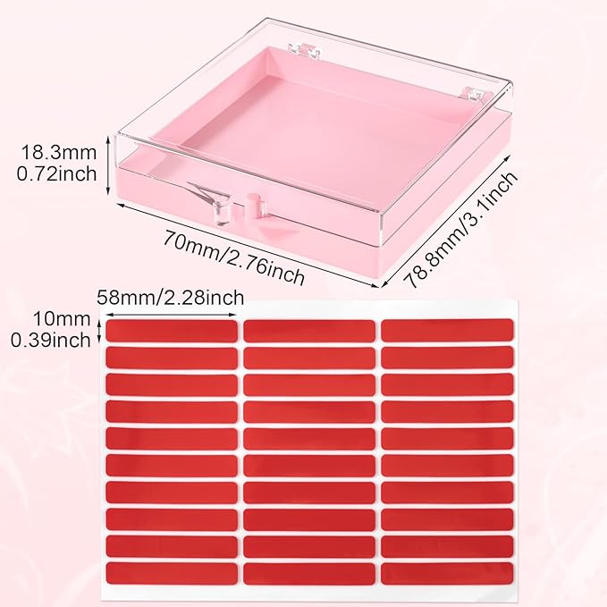 ANCIRS 25 Pack Acrylic Nail Storage Box for DIY Press-on Nails Holder & 60pcs Double Sided Adhesive Nail Display Tape, Artificial Nail Stand Packaging Organizer Case & Fake Nail Tip Tapes for Nail Art