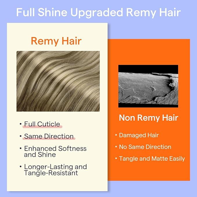 Full Shine Ombre Clip in Hair Extensions 20 Inch Chestnut Brown to Brown Mix Blonde Real Human Hair Extensions Clip ins Double Weft Instant Length Clip in Hair Extensions Remy Hair