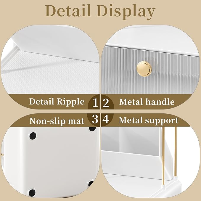 Makeup Organizer with Drawer, Bathroom Organizers and Storage，Makeup Brush Holder,Lipstick and Perfume Organizer,Cosmetic and Vanity Organizer,Desk Organizer (TRANSPARENT COLOR)