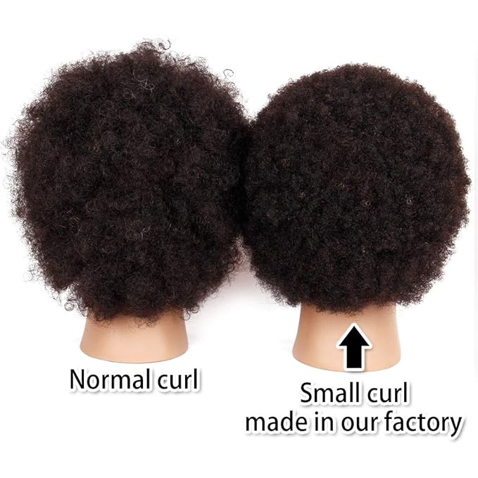 14" afro mannequin head for braiding 4C Type 100% Human Hair Curly Hair Hairdresser Training Head African Cosmetology Doll Head for Styling Cornrow Braiding with Clamp Stand