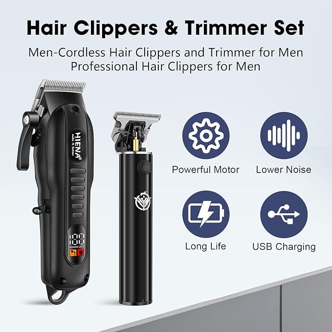 Professional Hair Clippers Set for Men,Cordless Rechargeable Clippers Set and Trimmers Kit, Haircut Clipper Set for Barbers with LED Display, Gifts for Men