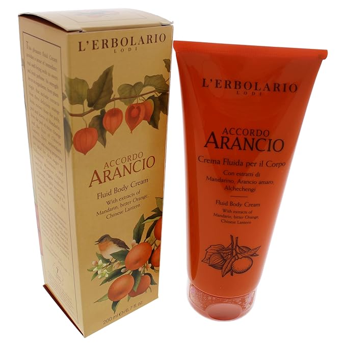 L’Erbolario Accordo Arancio Body Cream - Citrus-Infused Moisturizer for Dry Skin - Brightening Body Cream - Uplifting Citrus Fragrance - 6.7 oz