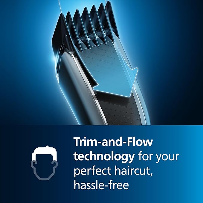 Norelco Philips Hair Clipper 7000 Series, Hair and Beard Trimmer, Precision Dial, PowerAdapt Sensor, Trim-and-Flow, DualCut, DuraPower, 28 Length Settings, 90 Min. Runtime, HC7650/40