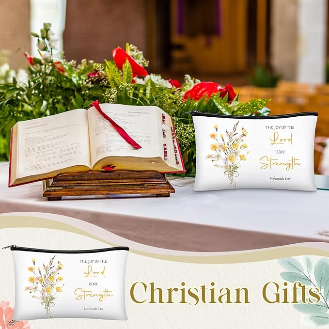 Jetec 30 Pcs Christian Gift for Women Religious Mother's Day Gifts Cosmetic Bags Inspirational Bible Verse Pencil Pouch Makeup Bags with Zipper for Travel Women Mother Sister(Flower Style)