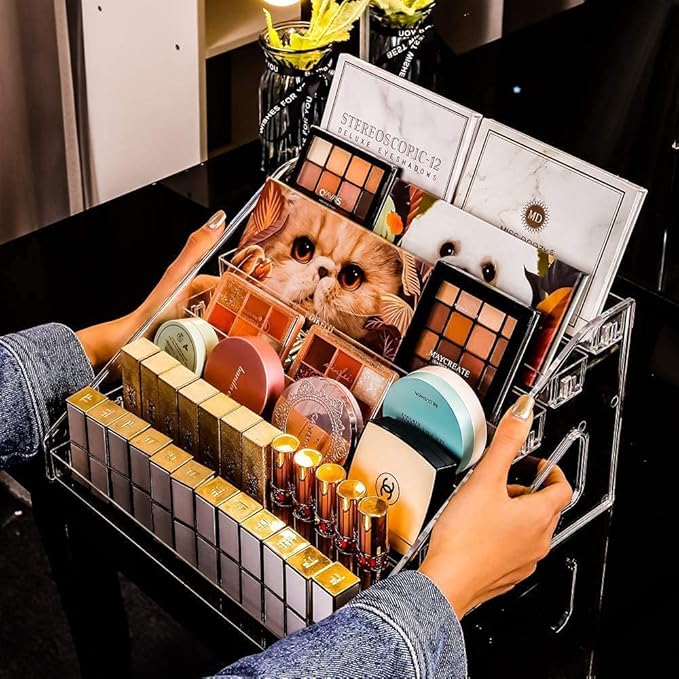 Nail Polish Organizer 84 Bottles of 7 Layers Sunglass Organizer Acrylic Display Rack Eyeglasses Storage Essential Oils Holder Makeup Organizer No Tool Needed Assembly, Clear