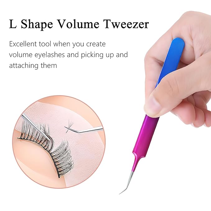 Isolation Lash Tweezers for Volume Eyelash Extension,Professional Precision Stainless Steel Las Purple 6.89inx1.5inx0.79in