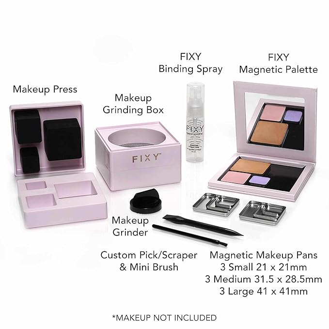 FIXY Makeup Repair Kit - Repressing tool for Eyeshadows, Blush & Highlighter or Depot | Organize Makeup Square Pans in Makeup Palette with Mirror | Makeup Artist Must Haves