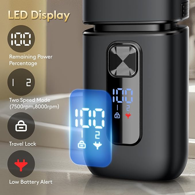 Brightup Foil Shaver Electric Razor & Shavers for Men with Trimmer[150 Min Runtime], IPX6 Waterproof Double Floating Blades for Shaving Face, Cordless/Type C Rechargeable/Travel Lock/LED Display