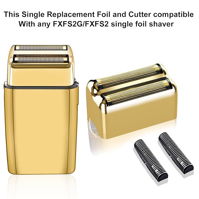 3 pack Professional Replacement Foil and Cutters for BaBylissPRO Barberology Double Foil Shaver, Compatible with BaBylissPRO Barberology FXFS2 Shaver，Gold