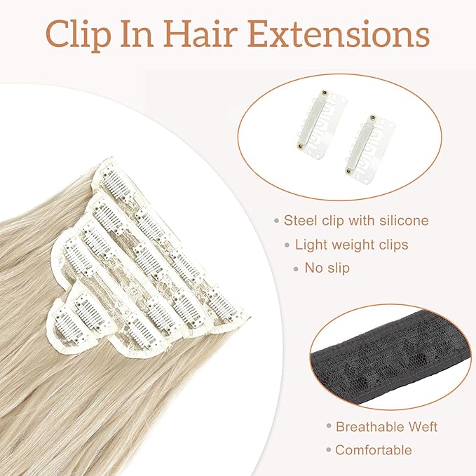 Clip in Hair Extensions for Women - 20 Inch Long Wavy Brown Extensions, 6PCS Blonde Hairpieces that Blend Naturally with Your Real Hair (20 Inch, Blonde)