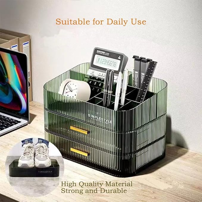 MIUOPUR Stackable Makeup Organizer Drawers, Bathroom Vanity Organizers and Storage, Ideal for Desk and Dresser Countertops, Great for Cosmetics, skincare, Lipsticks, Nail Care -Green