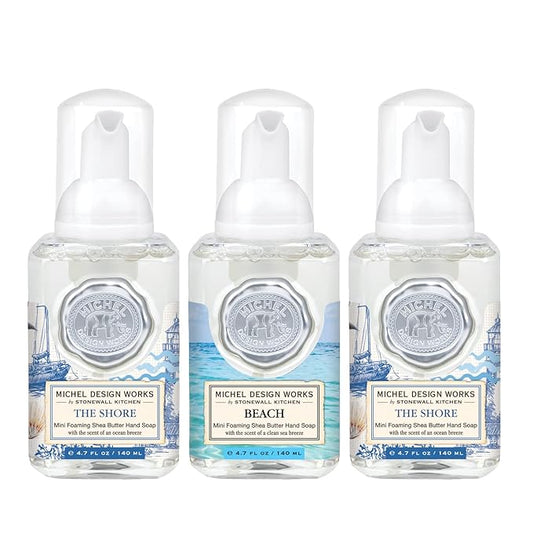 Michel Design Works Mini Foaming Soap 3-Pack Set (2 The Shore, 1 Beach)
