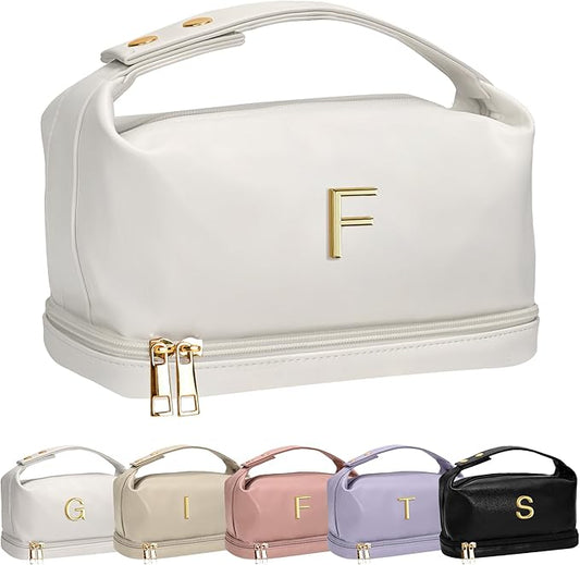 Bridal Party Gifts-Personalized Makeup Bags with Handle, Layer Cosmetic Bag, Travel Toiletry Bag with Makeup Brush Organizer, Graduation Gifts for Girls, Teen Girl gifts Trendy Stuff