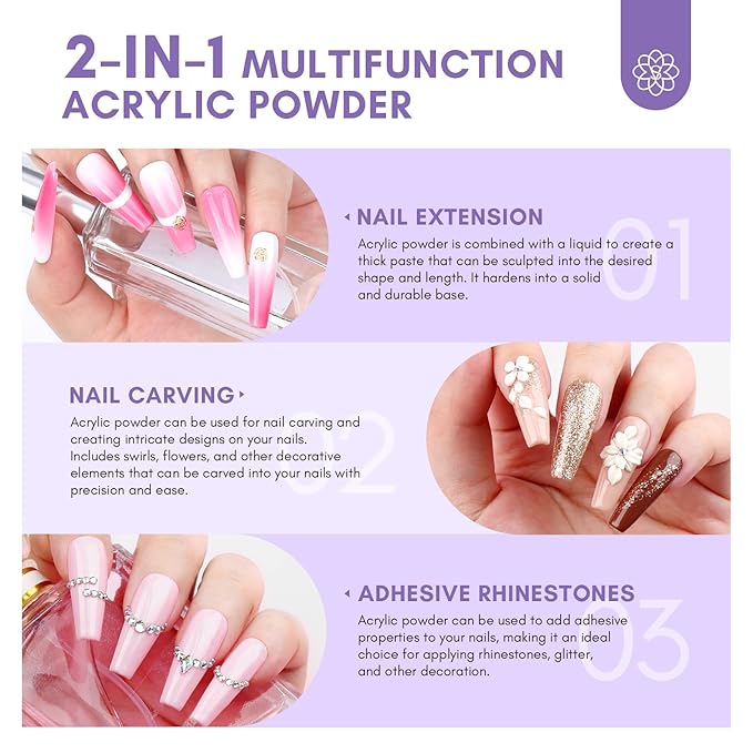 SAVILAND Acrylic Nail Kit with Drill: Professional Clear Pink White Acrylic Powder and Liquid Set with Nail Drill Nail Brush for beginner Acrylic Application for Home Salon DIY Nail Extension
