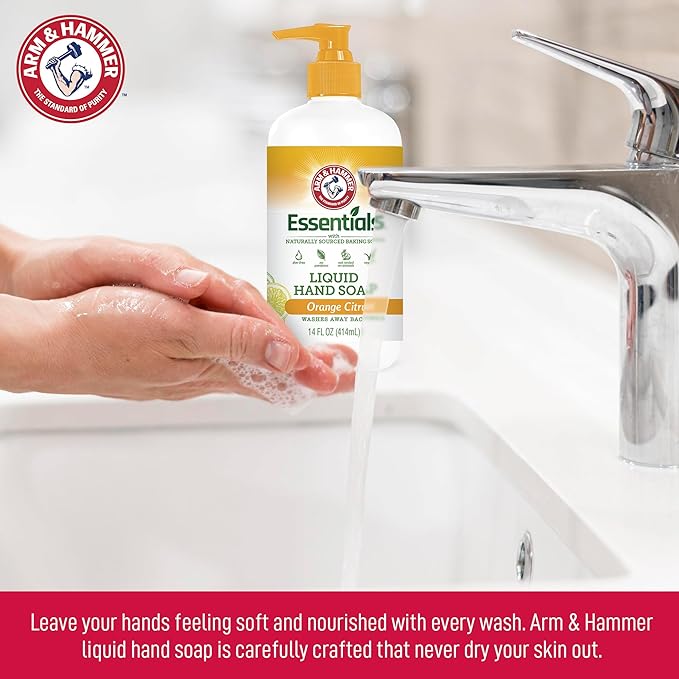 Arm & Hammer Liquid Hand Soap for Skin Cleaning - Cleanser for Kitchen & Bathroom with Fresh Rain Water Scent - Natural Hand Soap Cleanses, Softens 14 FL Oz (414ml)