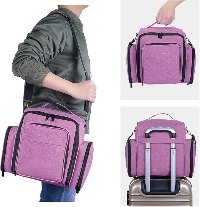 60 Bottles Nail Polish Organizer Box - Portable travel storage box with 2 detachable bags, designed for women's nail tools, essential oils and cosmetics sets Purple