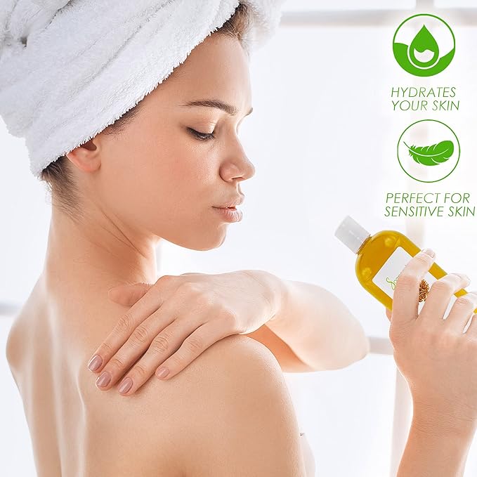 Soapeauty Flax Seed Oil Unrefined Cold Pressed 100% Pure and Natural | for Skin, Hair and DIY Recipes | Source of Omega-3 & ALA | 8 fl oz