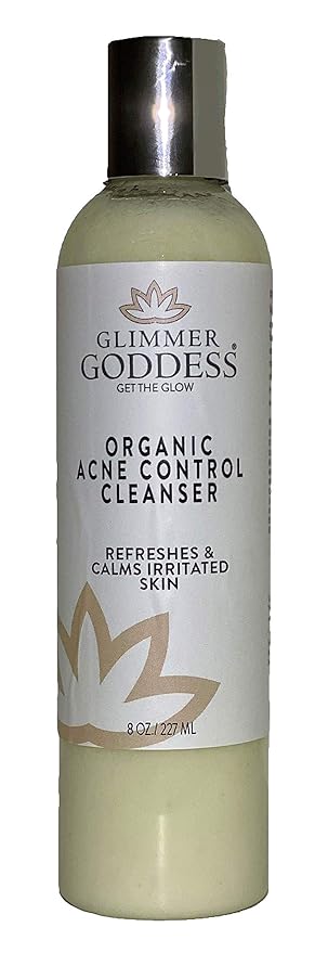 GLIMMER GODDESS Organic Acne Face Wash, Cleanser with Salicylic Acid for Acne & Oily Skin, 8 oz