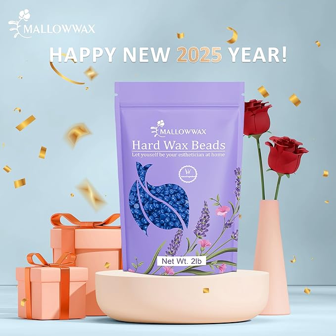 Hard Wax Beads, 2LB Blue Wax for Full-Body Hair, Strong Grip for Thick Hair Removal, Waxing for Legs, Arms, Chest & Back, No Strips Needed, Easy to Use at Home or Salon