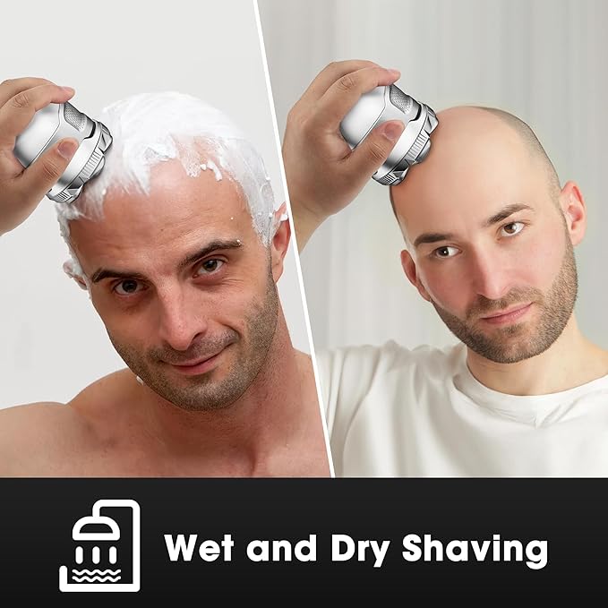 Karrte Head Shavers for Bald Men, 6D Magnetic Electric Razor with 2 Gear High-Speed Motor for Fast Shaving, IPX6 Waterproof, Hypoallergenic Wet/Dry Shaving Razor with LED Display & Travel Lock Silver