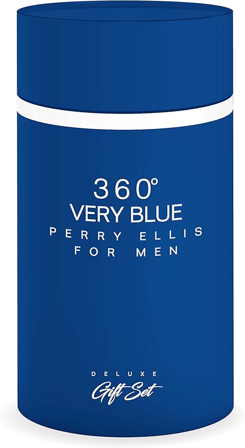 Perry Ellis Fragrances Perry Ellis 360 Very Blue for Men, 3-piece Gift Set Canister, 3.4 Fl Oz
