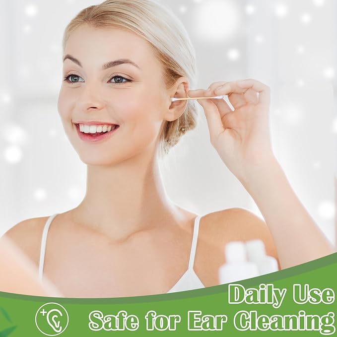 5000 Count Bamboo Cotton Swabs Double Round Buds Organic Cotton Swabs with Tips for Ears Sterile Tipped Applicator Makeup Swab Daily Makeup Eye Cleaning