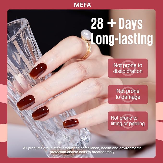 MEFA Jelly Gel Nail Polish Set, 12 Colors Jelly Red Glitter Gel Polish Set Nude Pink Milky White Nail Polish Gel Neutral Transparent Sheer Red Gel Nail Gifts for Women Girl DIY Salon Home Manicure