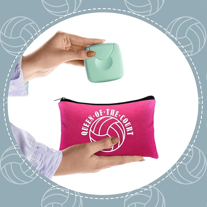 Irenare 30 Pcs Volleyball Cosmetic Bag Gifts for Women Stuff Volleyball Players Teams Travel Pouch Canvas Makeup Bags for Team Gifts(Colorful,Sports)