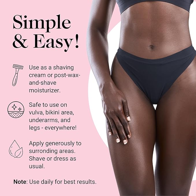 Kushae Feminine Soothing After Shave Cream - OB/GYN Made, Natural, Fragrance Free, Aloe-Based, pH Balanced Intimate Moisturizer for Women 4oz