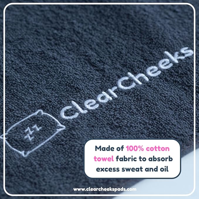 Set of 2 Pillow Pads (Gray) for face Acne, Sweat Stains, Drooling, Wet Hair, Oily Skin, Bleach Stains, Travel, Made of 100% Cotton, Towel Fabric, Acne Treatment