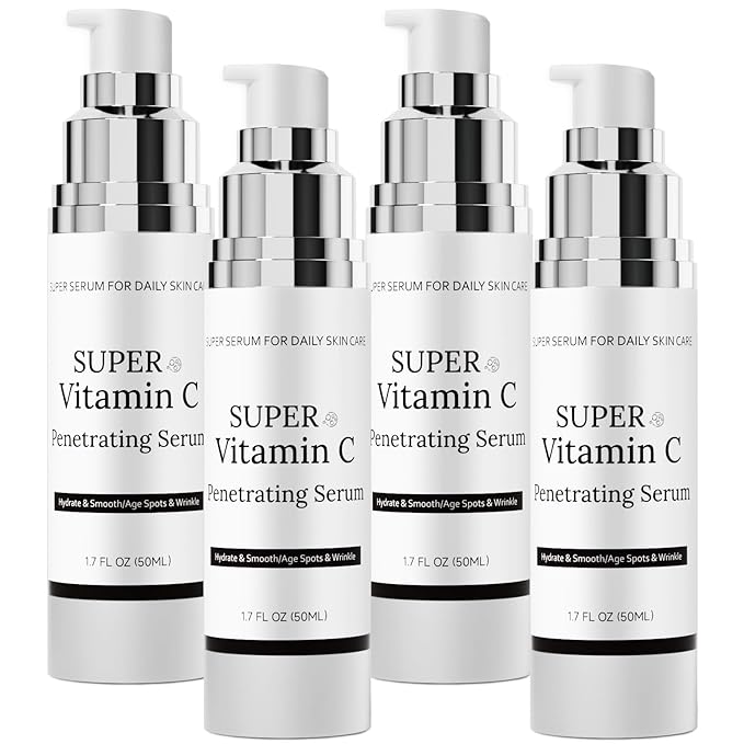 Super Vitamin C Serum for Women Over 70, Vitamin C Serum for Face, 4pack All-In-One Hydrating, with Hyaluronic Acid Vitamin E Smooths Fine Lines for Neck Face,50ML