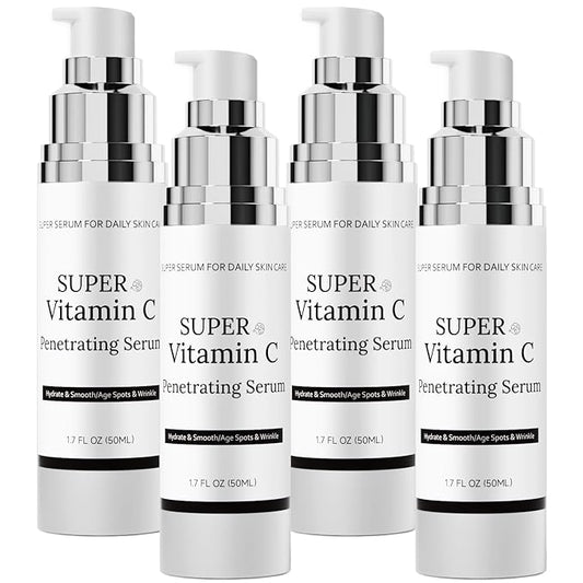 Super Vitamin C Serum for Women Over 70, Vitamin C Serum for Face, 4pack All-In-One Hydrating, with Hyaluronic Acid Vitamin E Smooths Fine Lines for Neck Face,50ML