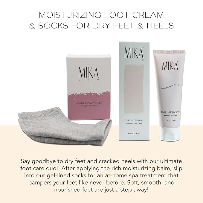 Foot Socks | Foot Cream for Dry Cracked Heels | Urea Cream & Foot Moisturizer| Cracked Heel Treatment | Naturally Scented, Paraben and Phthalate Free