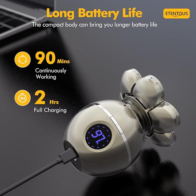 Head Shavers for Bald Men, 7D Magnetic Bald Head shavers Waterproof Mens Head Shaver for Wet/Dry Use, LED Display Electric Razor Type-C Wireless Charging, 360°Close Shave for Men