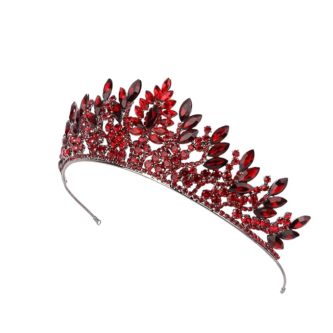 LIMELIA Women's Tiara for Henna Wedding Party|Glitter Hair Accessories for Bridal Birthday Pageant Prom Halloween Cos-play Christmas Party|Danver-Burgundy