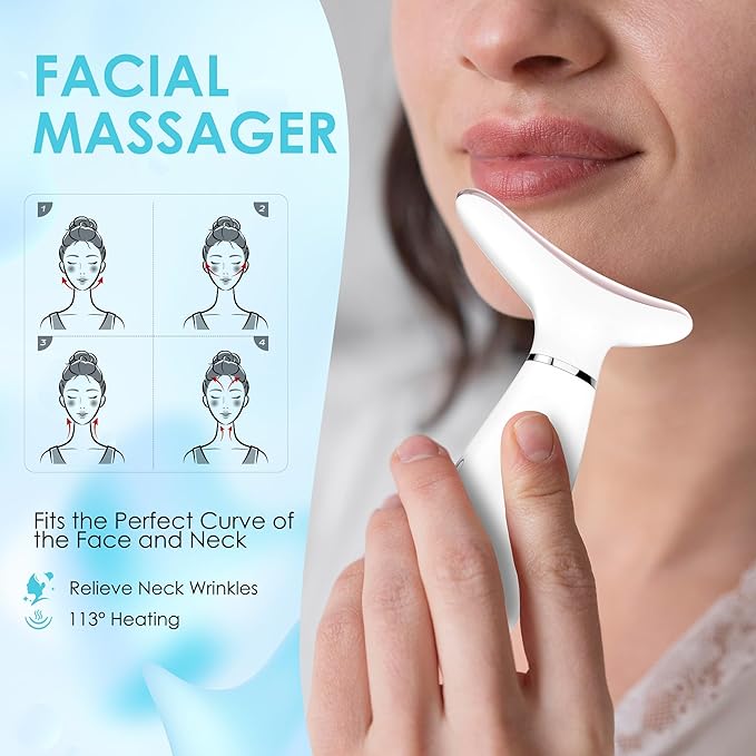 Anti-rinkles Facial Massager - Red-Light Therapy for Face and Neck, Sculpting Tool with 7 Color, At-Home Face Tool for Skin Care (White)