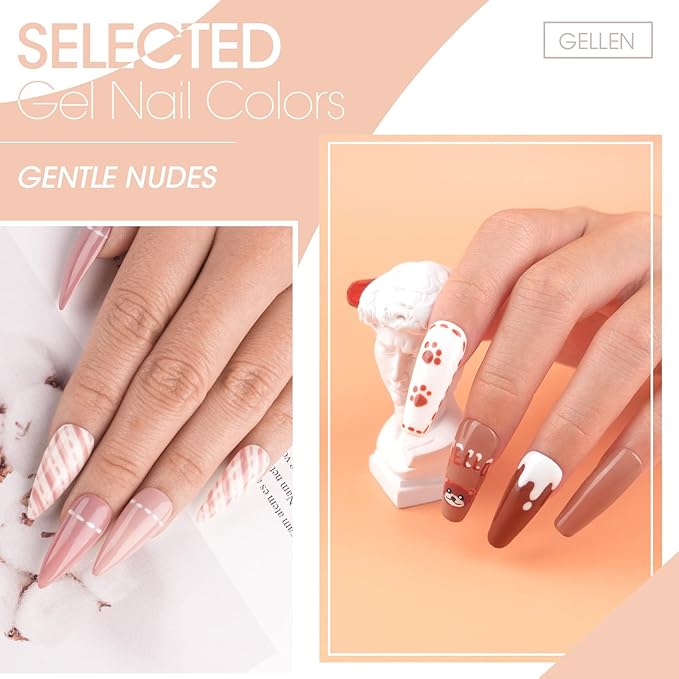 Gellen Gel Nail Polish Kit with U V Light - 10 Colors Gentle Nude Tones Gel Nail Polish Kit with 36W Nail Lamp, Gel Nail Polish Set Starter Kit with Storage Box Soak off Nail Gel Kit Manicure Set