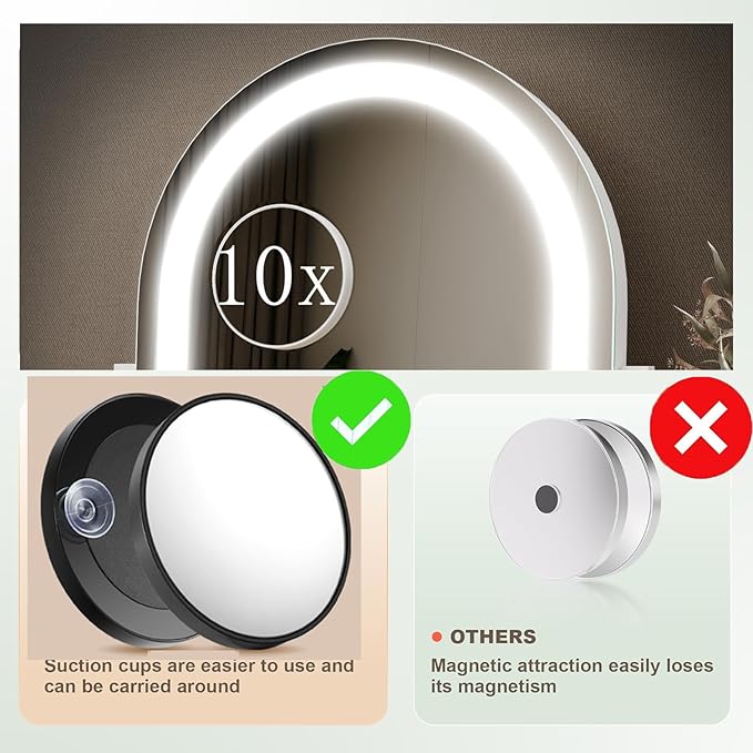 Curved Makeup Vanity Mirror with Lights 17.2" Large LED Lighted Mirror, Hollywood Make Up Mirror with Lighting, Smart Touch,Detachable 5X Magnification 360° Rotation, (White,Gift Box)