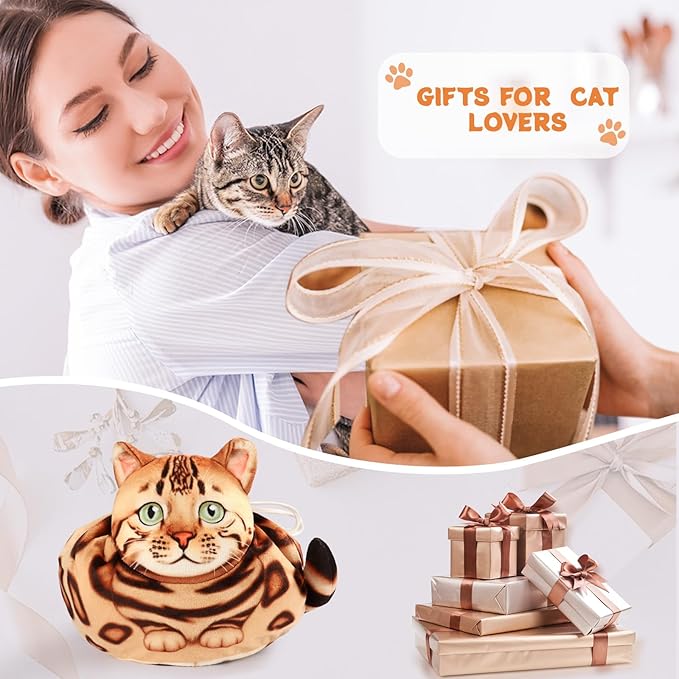Openhaha Drawstring Travel Organizer, Cosmetic Pouch - Cat Gift, Lay Flat Makeup Bag Gifts for Cat Lovers
