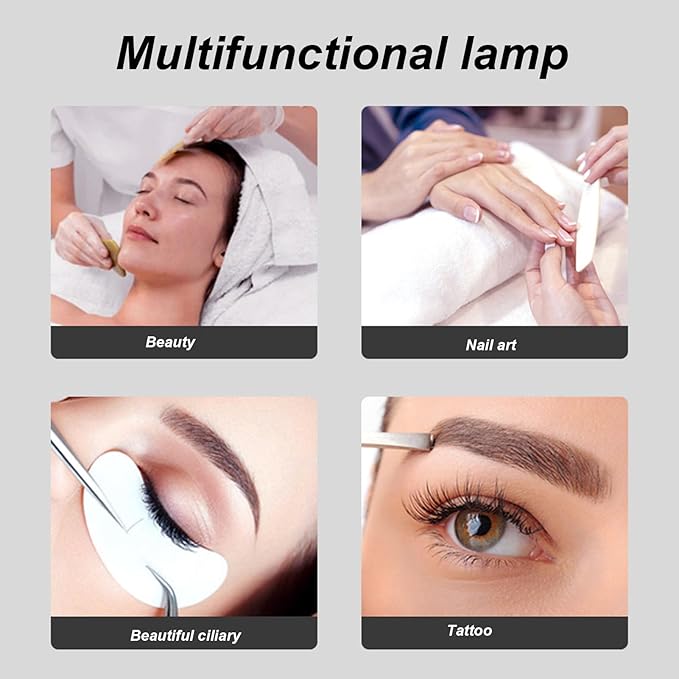 25W Professional Half Moon Desk Lamp for Nail, 3000K 6500K Dimmable Led Light Eyelash Beauty Lamp, Desktop Manicure Light Led for Salon (US Plug)