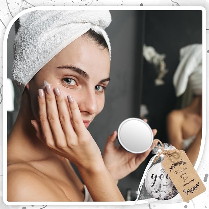 Tradder 50 Sets Compact Mirrors Bulk Women Gifts Inspirational Appreciation Employee Gifts Small Purse Pocket Makeup Mirrors for Mother's Day Coworker Nurse Bridal Souvenir Bags(Black)