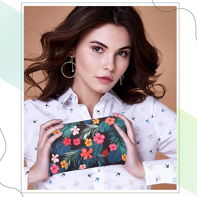 Eccliy 20 Pcs Summer Makeup Bag Cosmetic Bag Canvas Gifts Summer Themed Accessories for Girls Toiletry Pouch with Zipper for Women Party Shopping Home Travel, 8 x 5 Inch