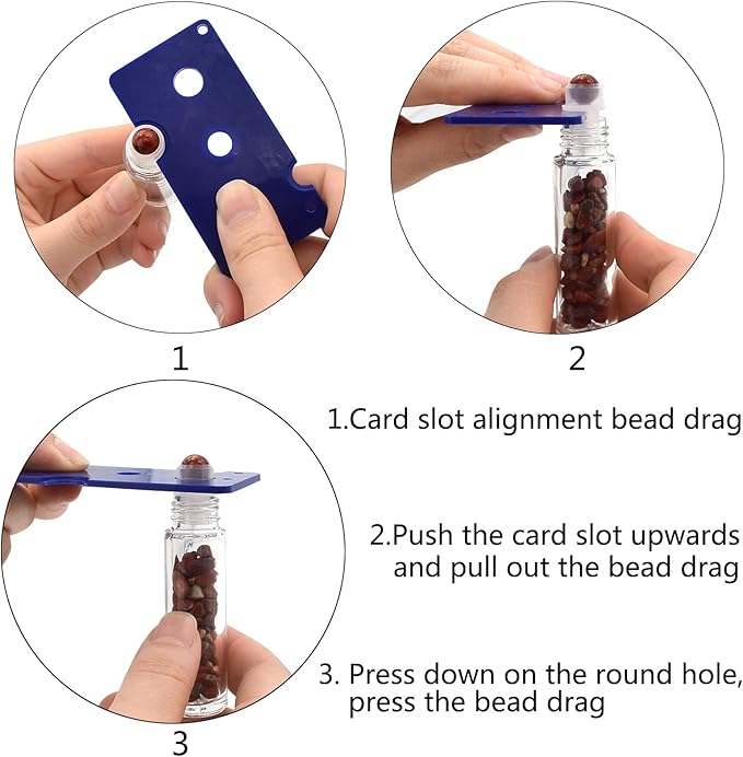 Essential Oil Roller Bottle 10ml w EVA Carrying Travel Case（Clear Glass Bottle with silver Cap、10pack、Gemstone Roller Balls、Healing Crystal Chips Inside、Opener)Gemstone Roller Ball Bottles