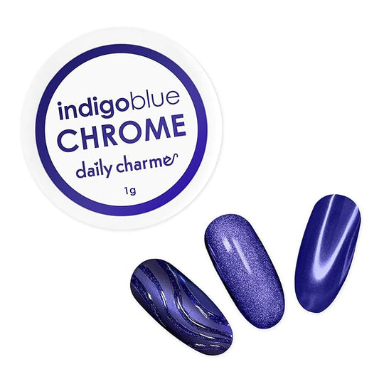 Daily Charme Mirror Cateye Magnetic Nail Chrome Powder 1g, 3-in-1 Nail Magnetic Powder Pigment, Home DIY/Nail Salon Manicure (Indigo)
