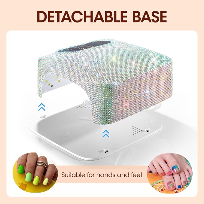 UV LED Nail Lamp, Gellen 72W Rechargeable UV Nail Lamp for Gel Nails, Cordless UV Light for Nails with LCD Display, Auto Sensor and 4 Timer Settings, Nail Dryer for Gel Polish for Home Salon