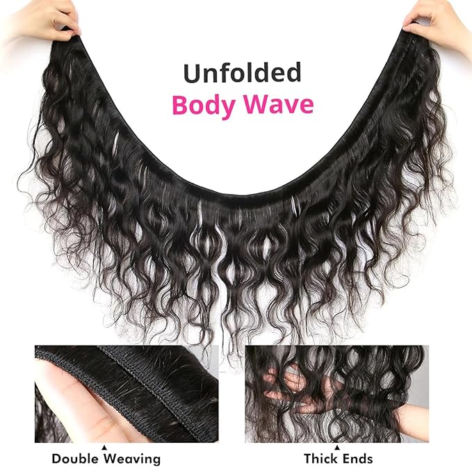 4 Bundles Human Hair Body Wave 16 18 20 22 Inch 12A Grade Human Hair 100% Unprocessed Brazilian Hair Bundles Body Wave Wavy Hair Extensions Natural Color for Women